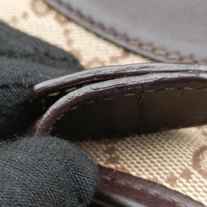 Pre-owned Gucci GG Canvas Punch Hobo Beige×brown Canvas×Leather 145781 shoulderbag | stylenewstar