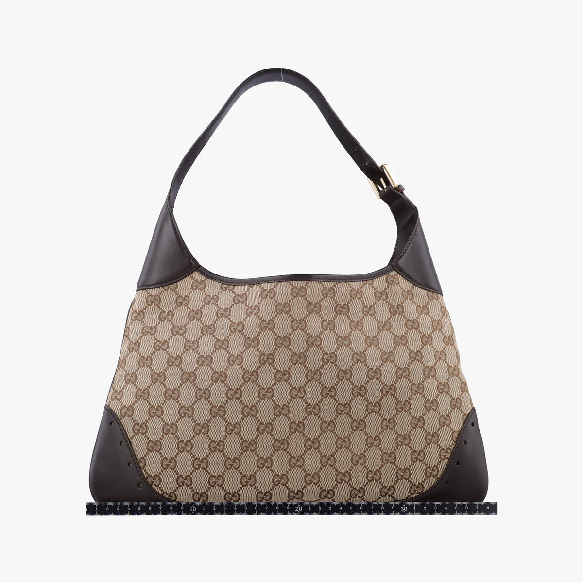 Pre-owned Gucci GG Canvas Punch Hobo Beige×brown Canvas×Leather 145781 shoulderbag | stylenewstar