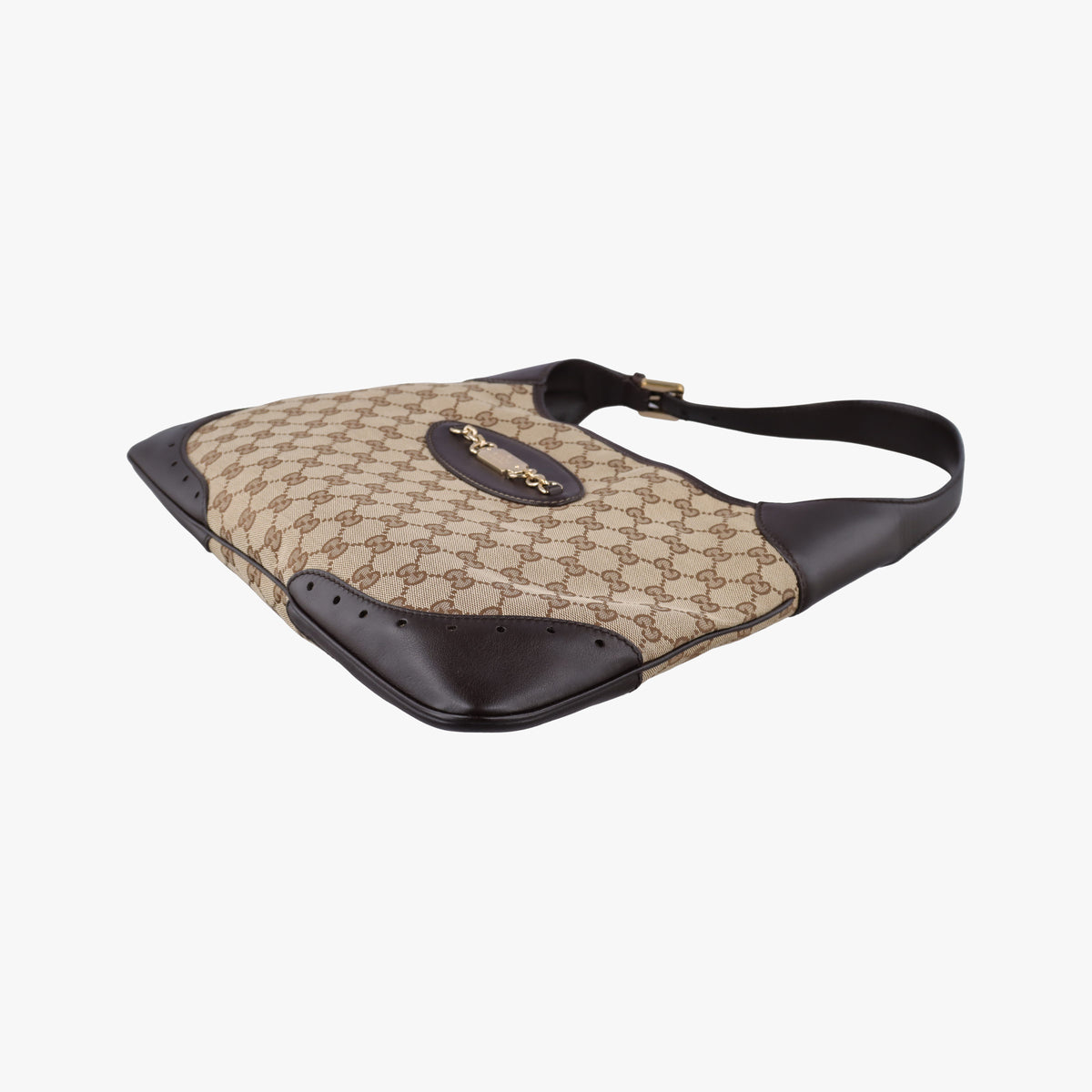 Pre-owned Gucci GG Canvas Punch Hobo Beige×brown Canvas×Leather 145781 shoulderbag | stylenewstar