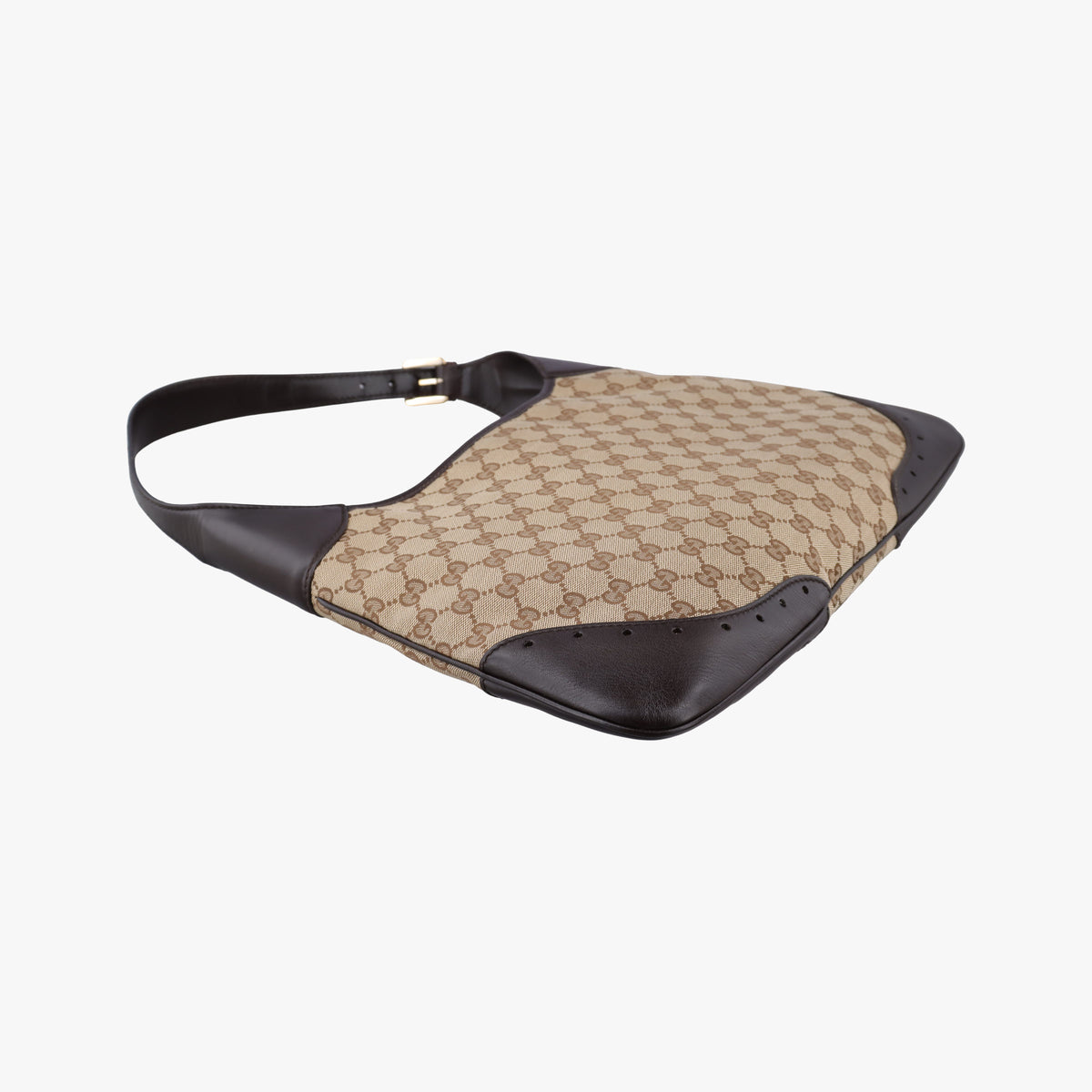 Pre-owned Gucci GG Canvas Punch Hobo Beige×brown Canvas×Leather 145781 shoulderbag | stylenewstar