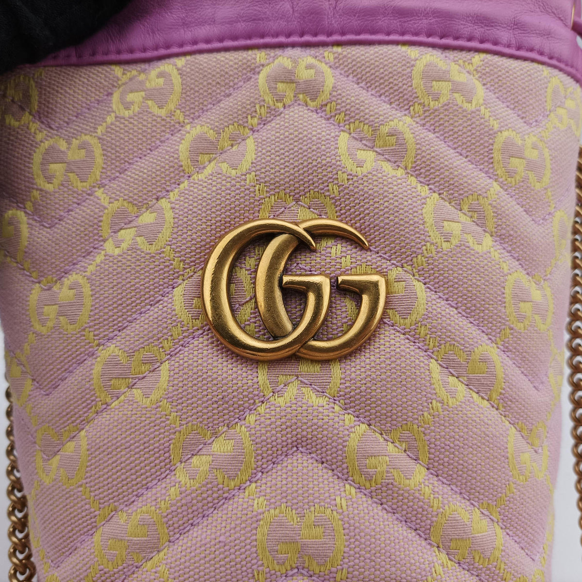Pre-owned Gucci GG Marmont Purple  x Beige canvas 783175 shoulderbag | stylenewstar