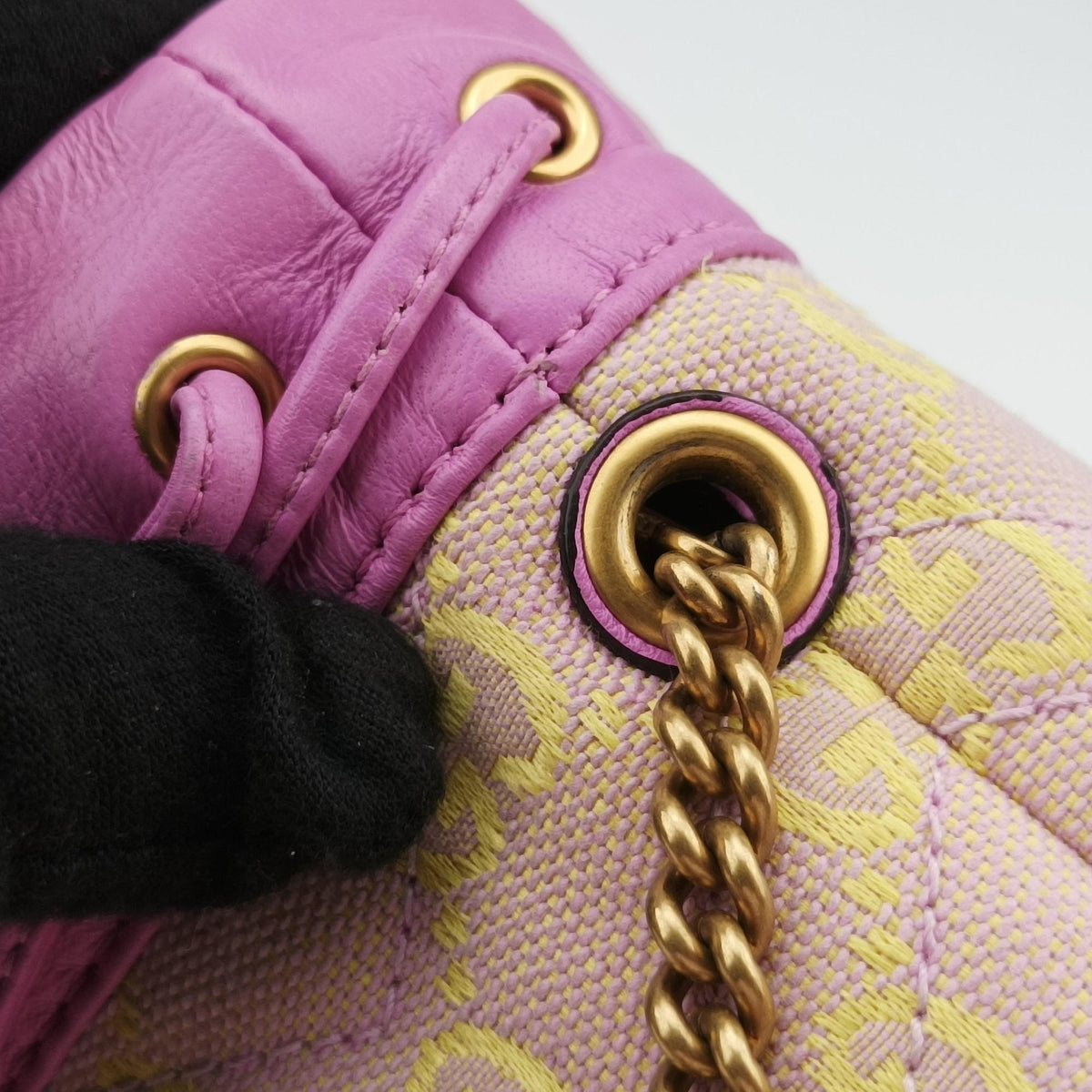 Pre-owned Gucci GG Marmont Purple  x Beige canvas 783175 shoulderbag | stylenewstar