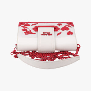 Secondhand Prada Cahier Heart and Flower White×red leather  shoulderbag | stylenewstar