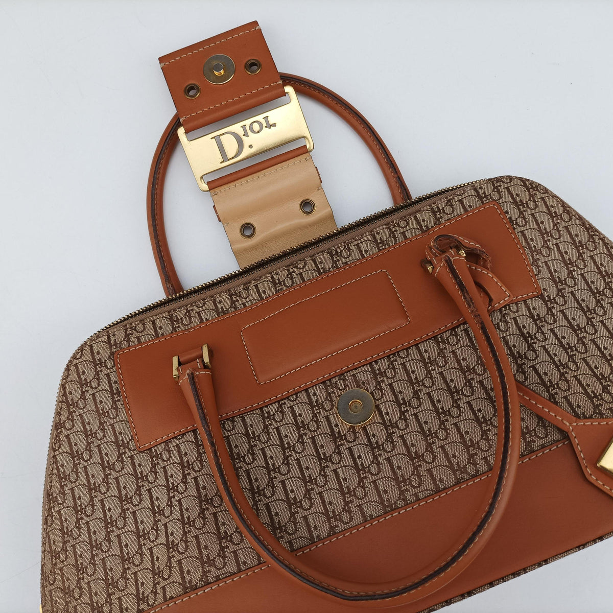Vintage Christian Dior Street Chic Trotter Brown canvas×leather  handbag | stylenewstar