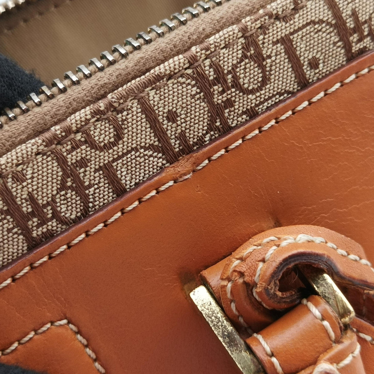 Vintage Christian Dior Street Chic Trotter Brown canvas×leather  handbag | stylenewstar