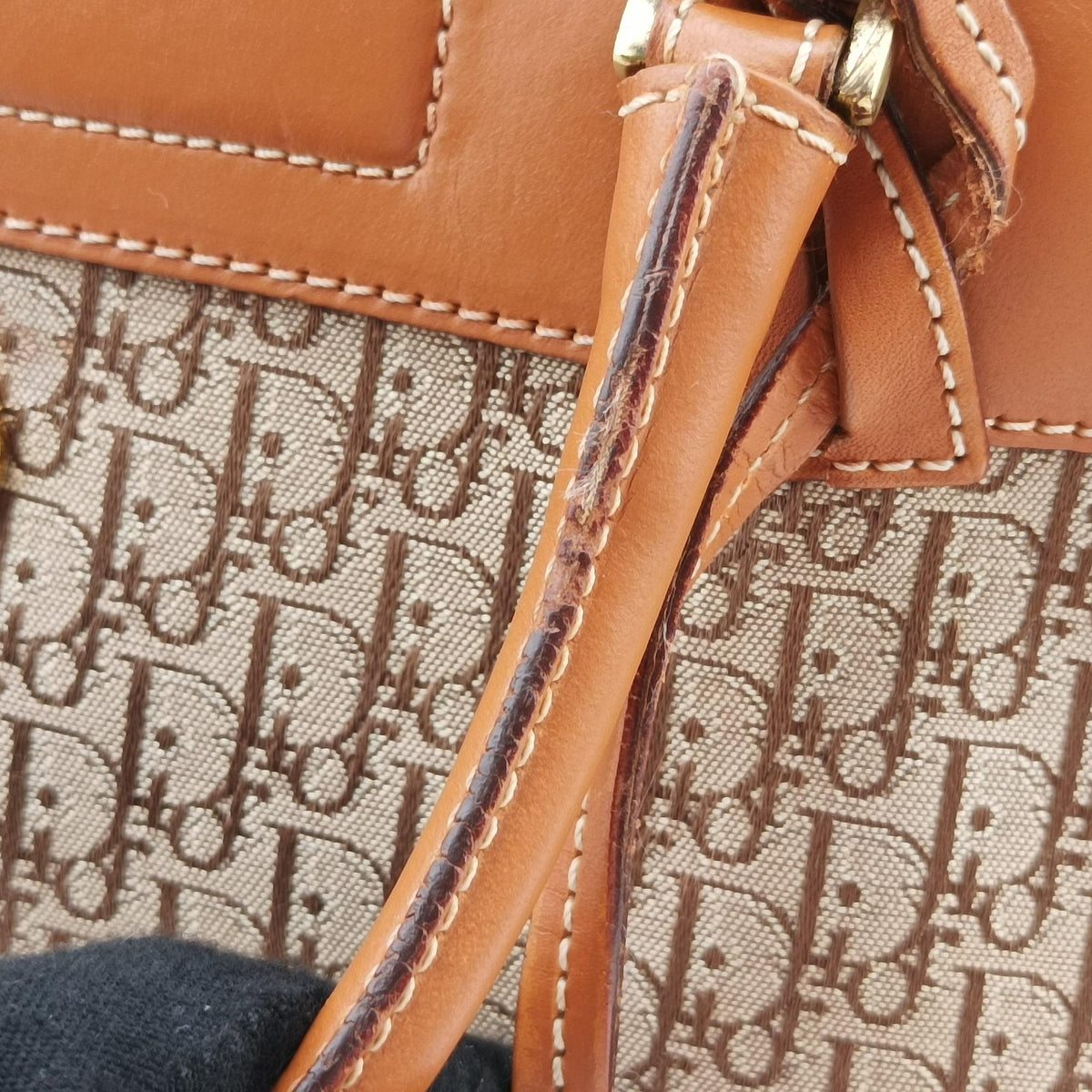 Vintage Christian Dior Street Chic Trotter Brown canvas×leather  handbag | stylenewstar