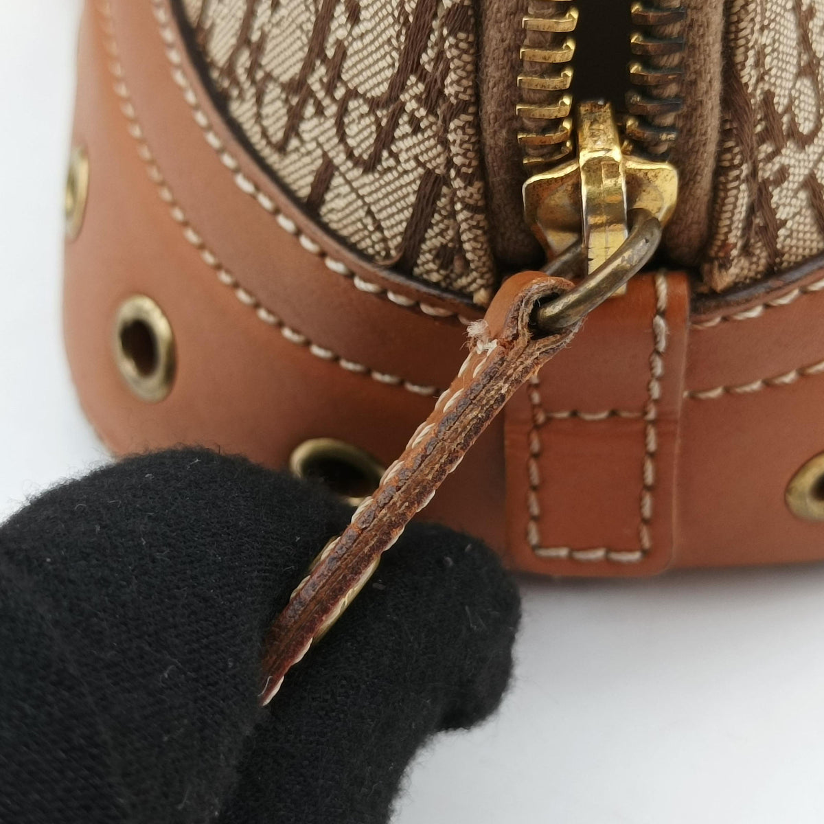 Vintage Christian Dior Street Chic Trotter Brown canvas×leather  handbag | stylenewstar