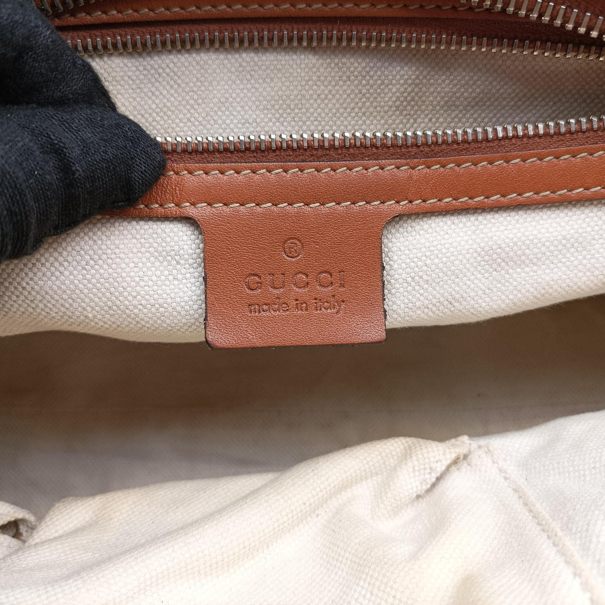 Secondhand Gucci Sherry Line Tote Beige×Brown canvas×leather 257085 handbag | stylenewstar