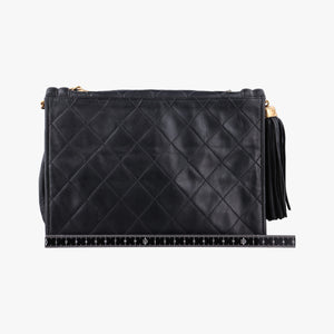 Pre-owned Chanel Matelasse fringe Black Lambskin  shoulderbag | stylenewstar