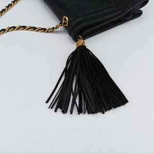 Pre-owned Chanel Matelasse fringe Black Lambskin  shoulderbag | stylenewstar
