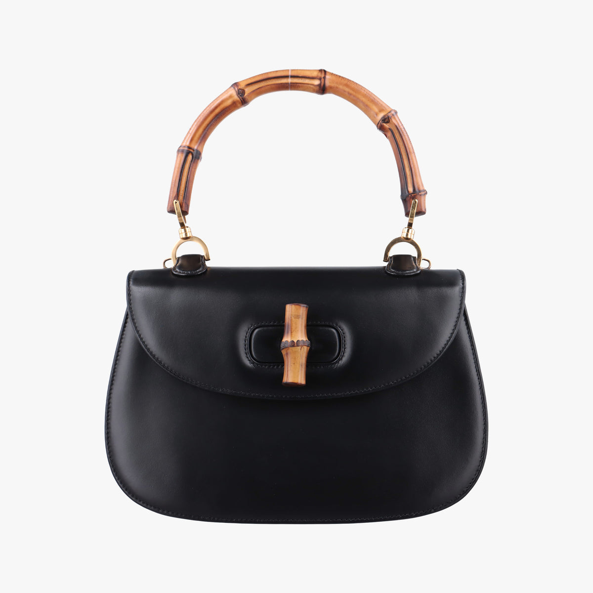 Pre-owned Gucci Bamboo Black Leather 000-21 shoulderbag | stylenewstar