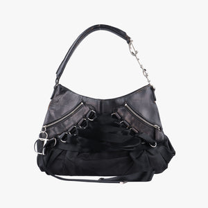 Secondhand Christian Dior Corset Hobo Black Leather × Nylon  handbag | stylenewstar