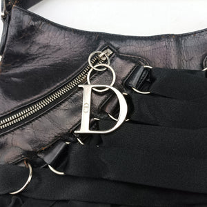 Secondhand Christian Dior Corset Hobo Black Leather × Nylon  handbag | stylenewstar
