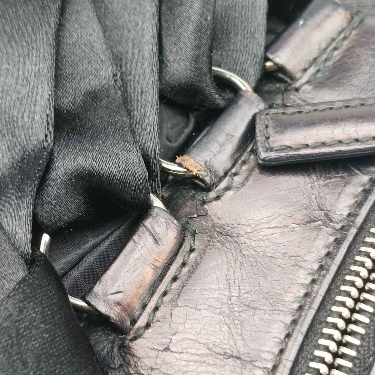 Secondhand Christian Dior Corset Hobo Black Leather × Nylon  handbag | stylenewstar