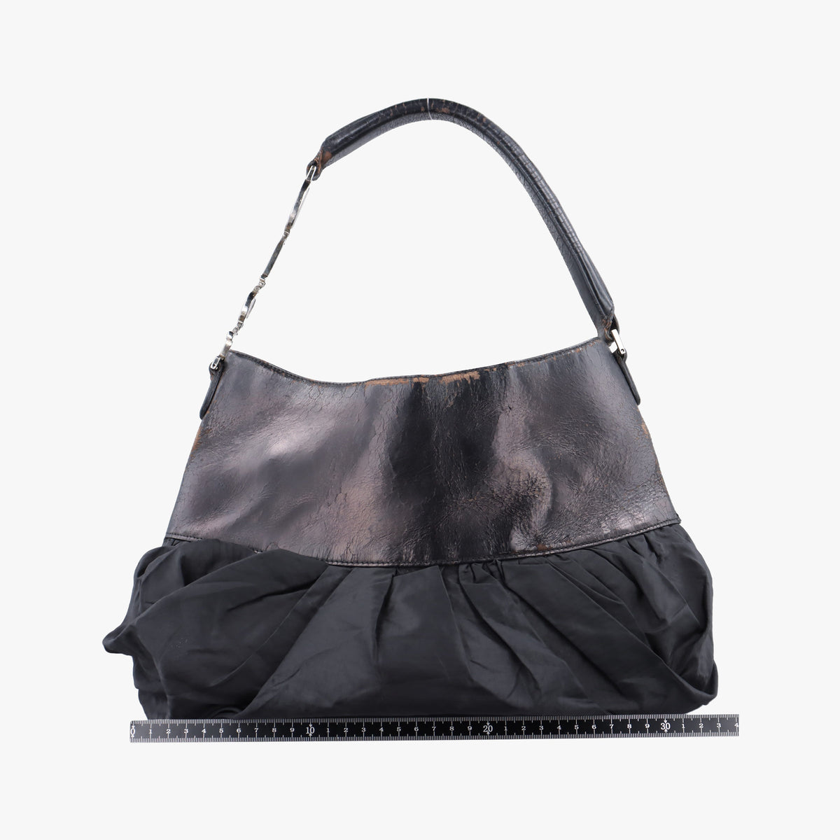 Secondhand Christian Dior Corset Hobo Black Leather × Nylon  handbag | stylenewstar