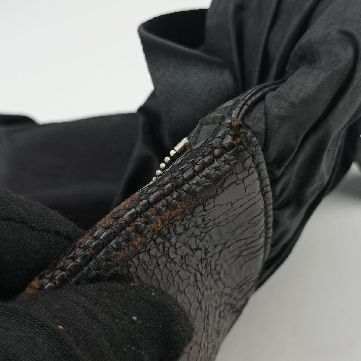 Secondhand Christian Dior Corset Hobo Black Leather × Nylon  handbag | stylenewstar