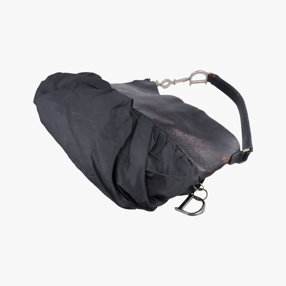 Secondhand Christian Dior Corset Hobo Black Leather × Nylon  handbag | stylenewstar