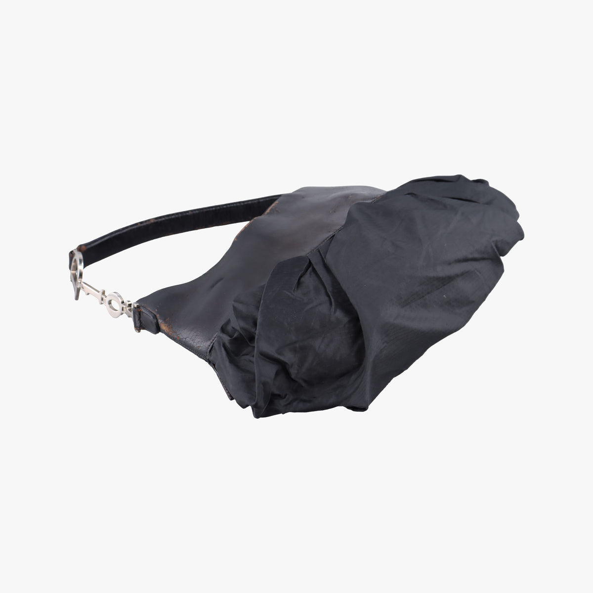 Secondhand Christian Dior Corset Hobo Black Leather × Nylon  handbag | stylenewstar