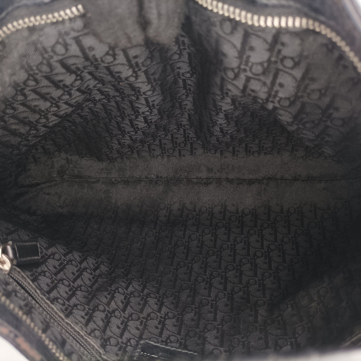Secondhand Christian Dior Corset Hobo Black Leather × Nylon  handbag | stylenewstar