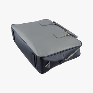 Pre-owned Prada business bag briefcase Grey x Navy SAFFIANO Leather 2VE363 handbag | stylenewstar