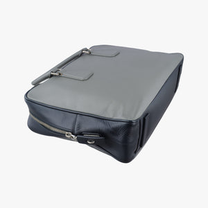 Pre-owned Prada business bag briefcase Grey x Navy SAFFIANO Leather 2VE363 handbag | stylenewstar