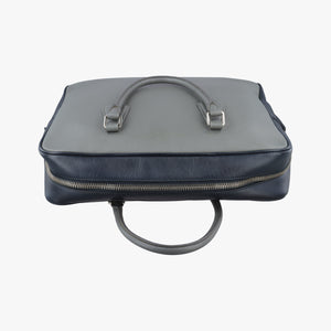 Pre-owned Prada business bag briefcase Grey x Navy SAFFIANO Leather 2VE363 handbag | stylenewstar
