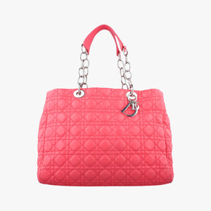 Pre-owned Christian Dior Cannage Dior Soft Shopping Pink lambskin  shoulderbag | stylenewstar