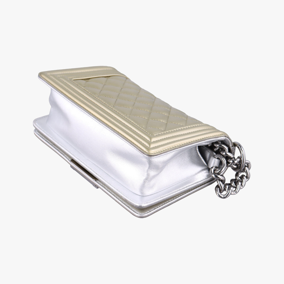 Secondhand Chanel BOY CHANEL Golden Patent Leather A67085 shoulderbag | stylenewstar