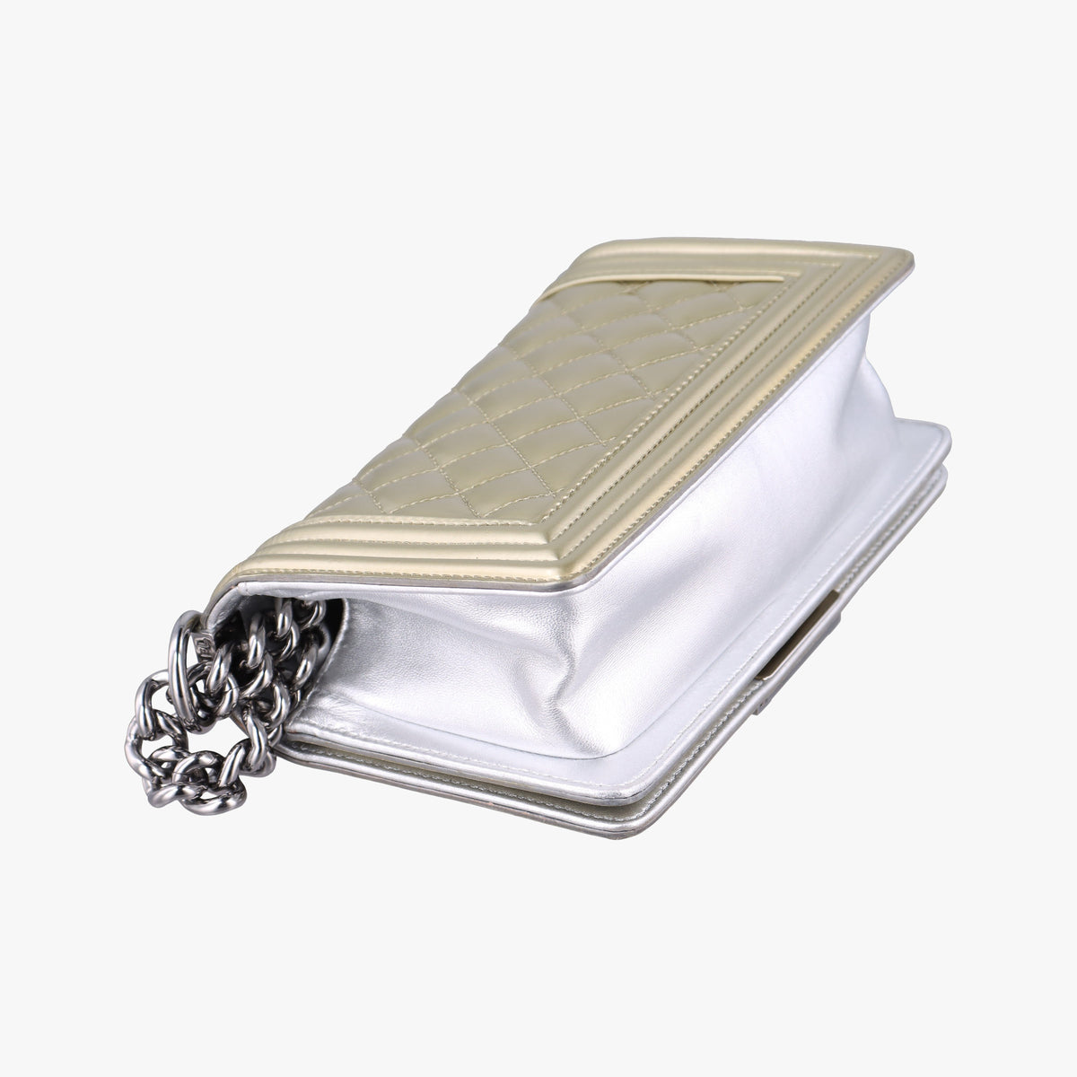 Secondhand Chanel BOY CHANEL Golden Patent Leather A67085 shoulderbag | stylenewstar