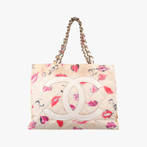 Secondhand Chanel CC lip Tote Pink PVC Coated Canvas A05226 shoulderbag | stylenewstar