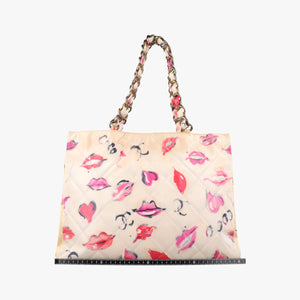 Secondhand Chanel CC lip Tote Pink PVC Coated Canvas A05226 shoulderbag | stylenewstar