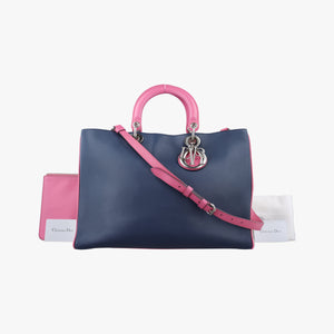 Pre-owned Christian Dior Diorissimo Navy×Pink Leather  shoulderbag | stylenewstar