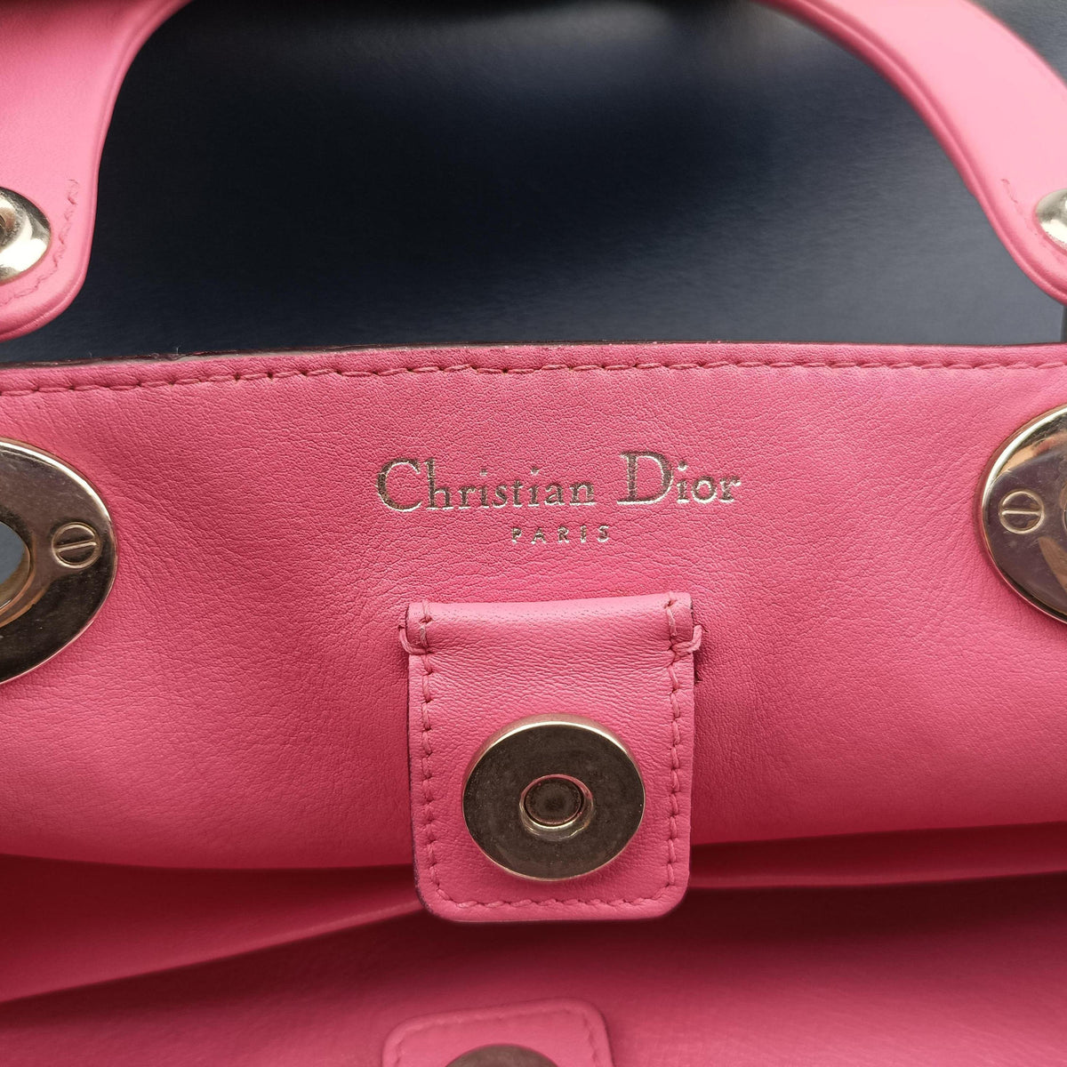 Pre-owned Christian Dior Diorissimo Navy×Pink Leather  shoulderbag | stylenewstar