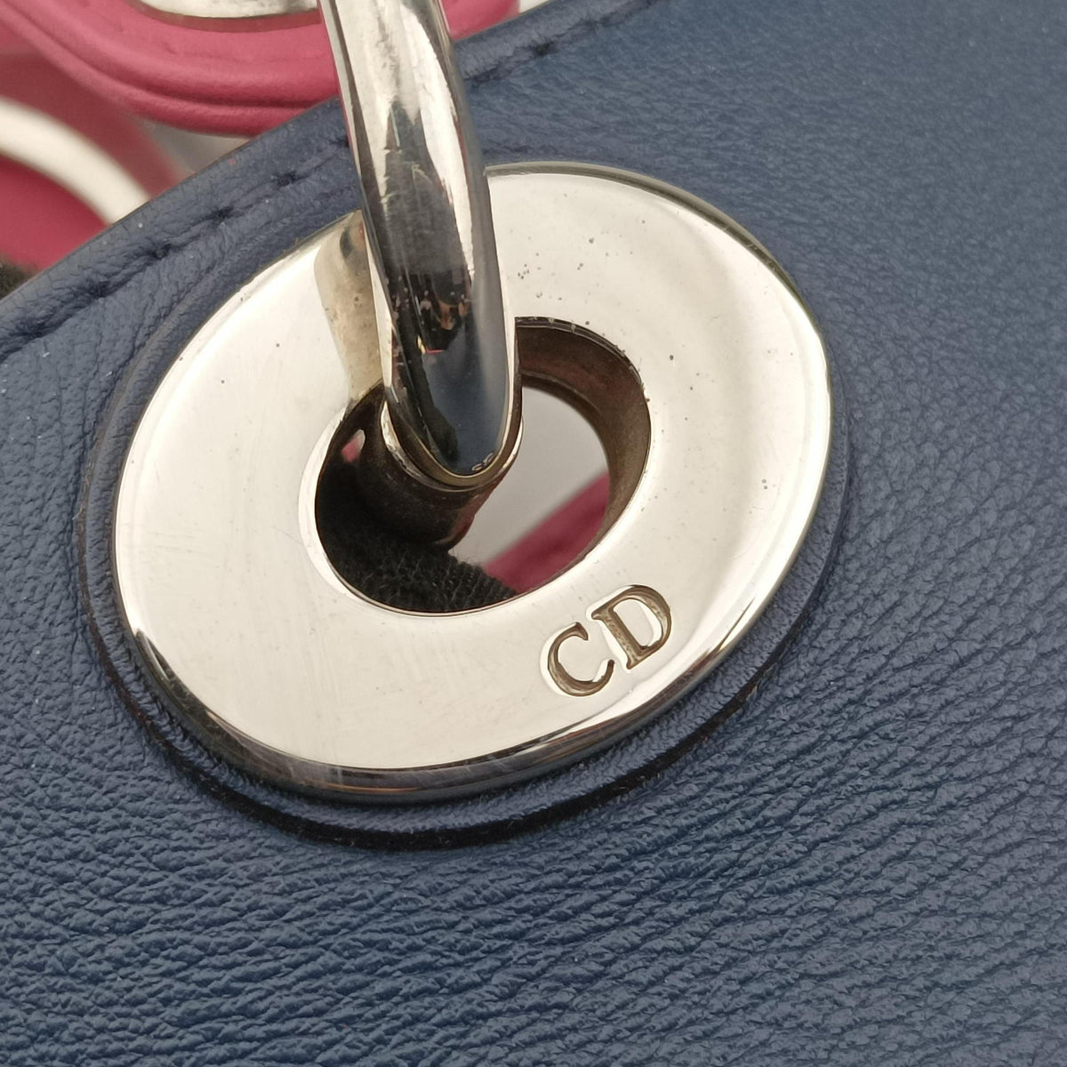 Pre-owned Christian Dior Diorissimo Navy×Pink Leather  shoulderbag | stylenewstar