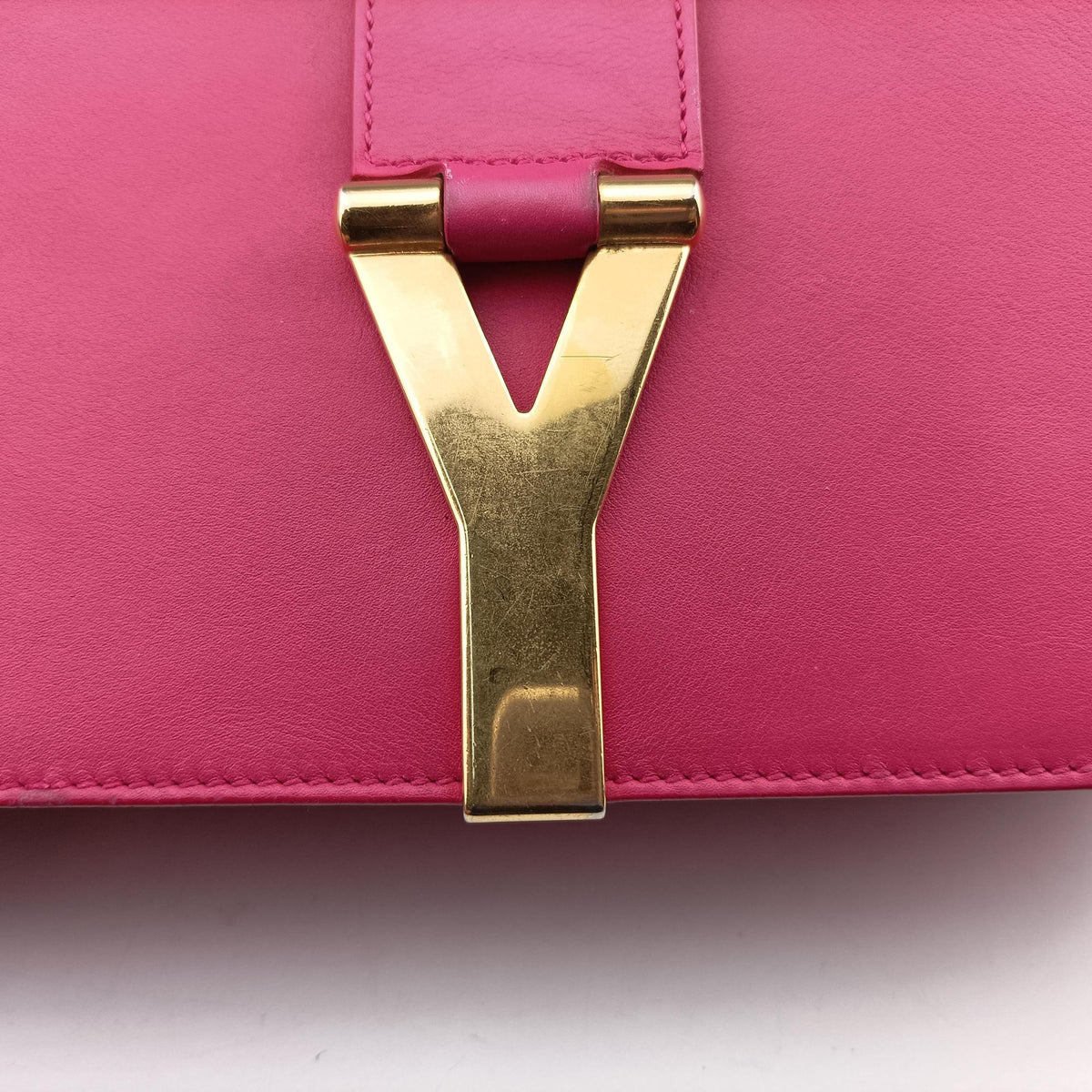 Pre-owned Yves Saint Laurent Y Ligne Rose Leather 311214 shoulderbag | stylenewstar