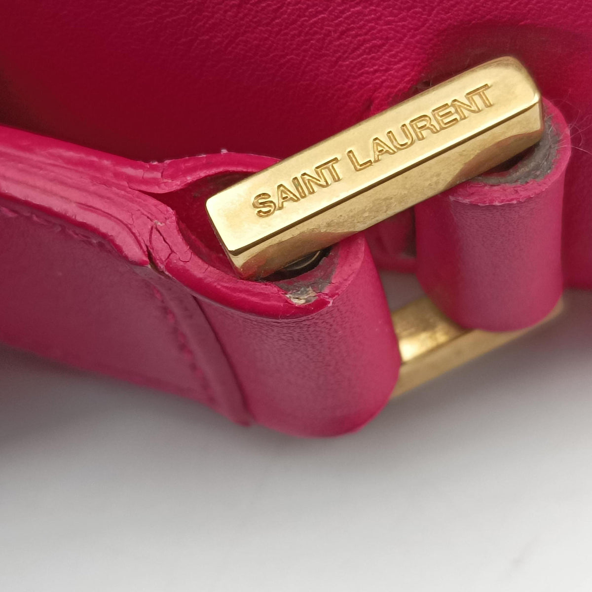 Pre-owned Yves Saint Laurent Y Ligne Rose Leather 311214 shoulderbag | stylenewstar