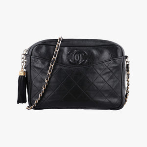Pre-owned Chanel Matelasse With fringe Black lambskin  shoulderbag | stylenewstar