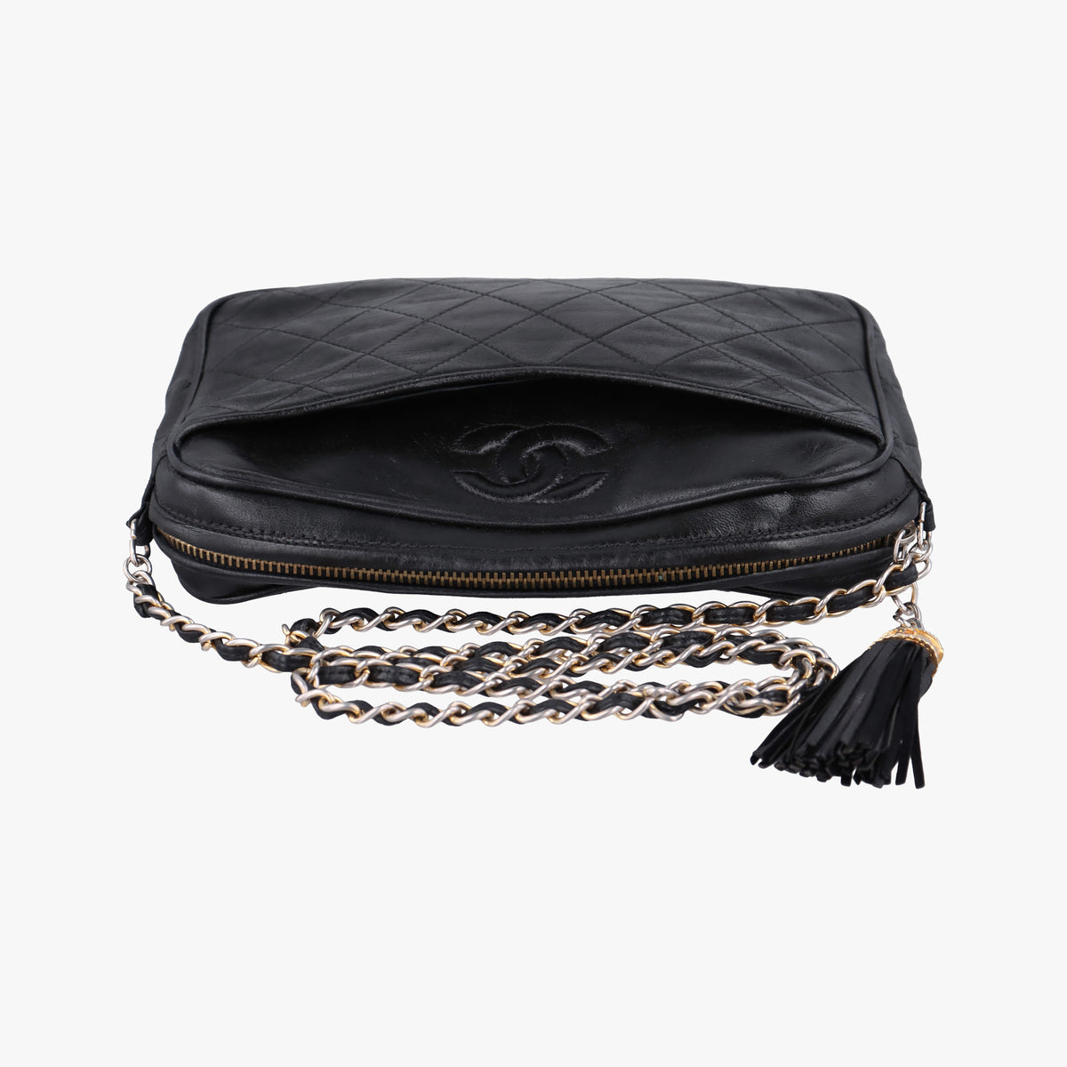 Pre-owned Chanel Matelasse With fringe Black lambskin  shoulderbag | stylenewstar