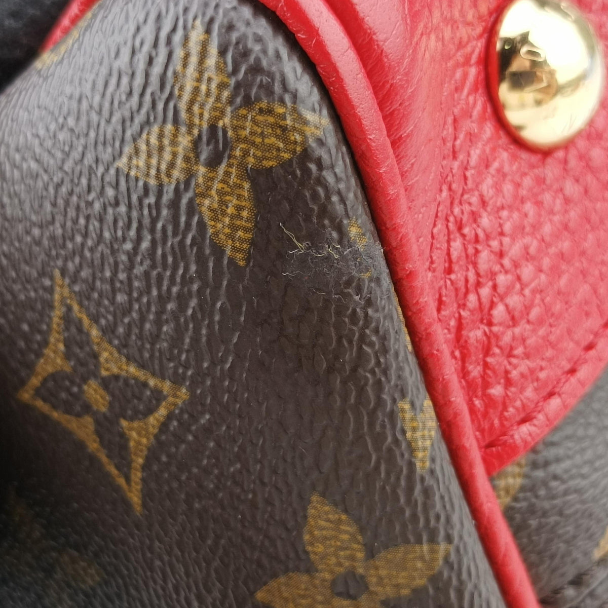 Pre-owned Louis Vuitton RETIRO PM brown×CERISE Monogram Canvas×calf leather M40546 shoulderbag | stylenewstar