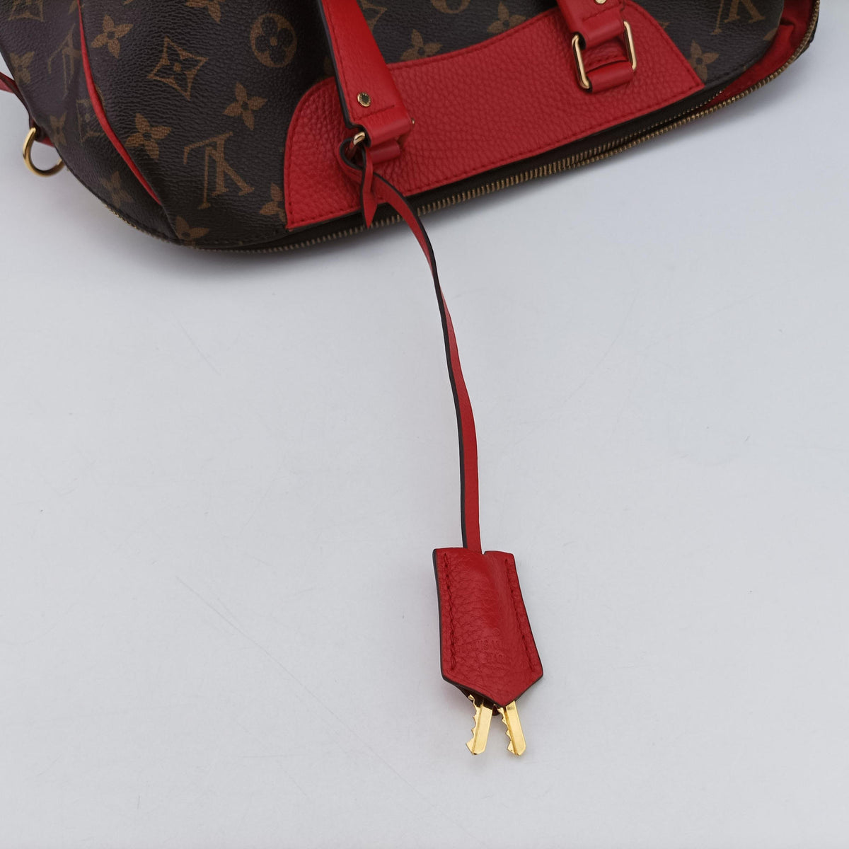 Pre-owned Louis Vuitton RETIRO PM brown×CERISE Monogram Canvas×calf leather M40546 shoulderbag | stylenewstar