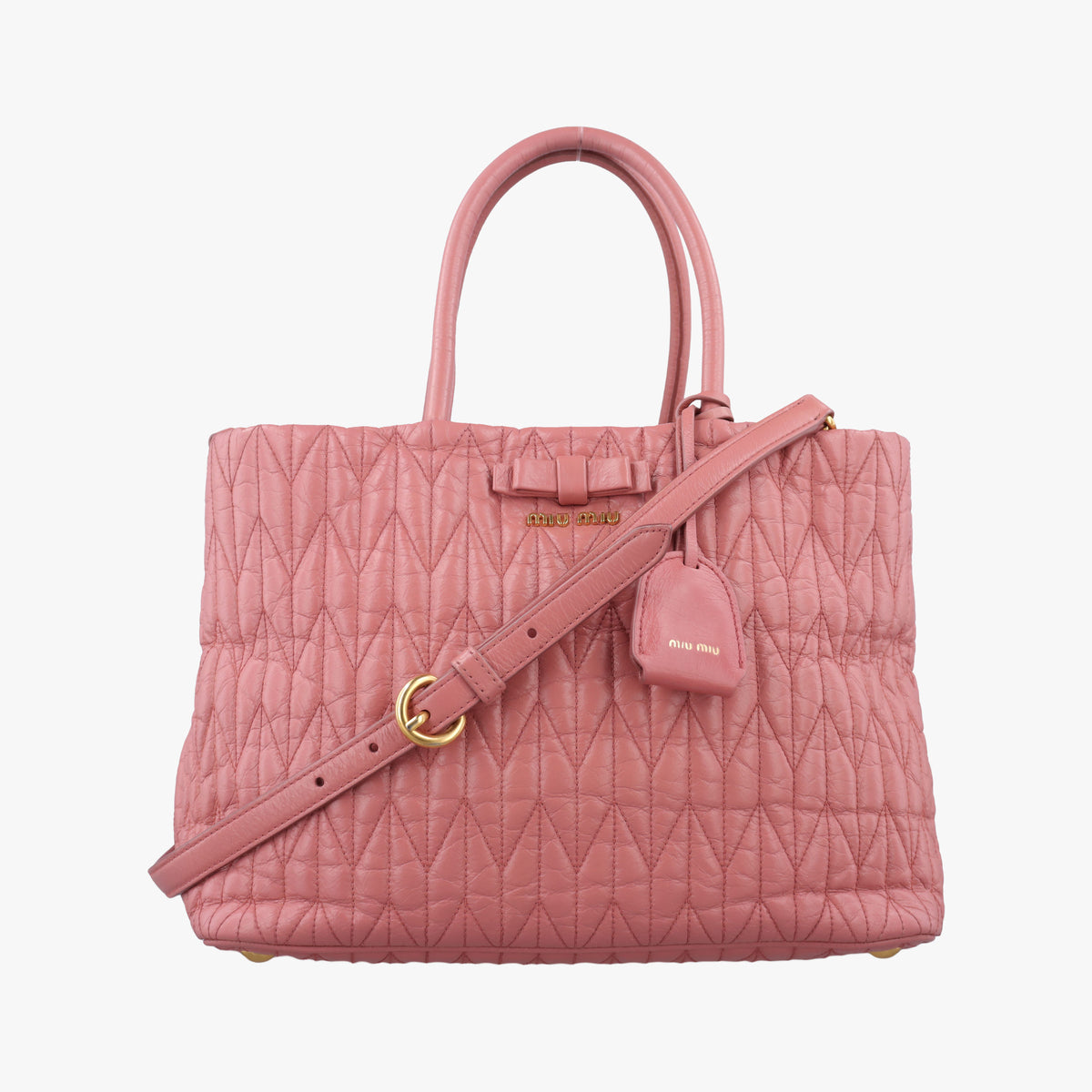 Pre-owned Miu Miu Matelasse Pink Leather  shoulderbag | stylenewstar