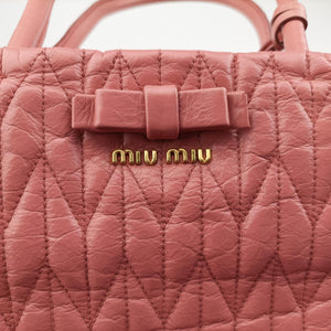 Pre-owned Miu Miu Matelasse Pink Leather  shoulderbag | stylenewstar