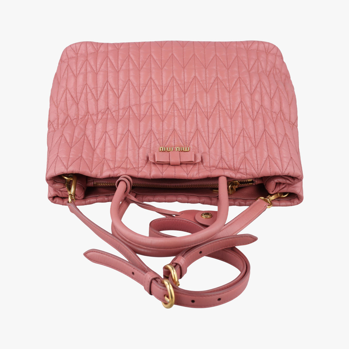 Pre-owned Miu Miu Matelasse Pink Leather  shoulderbag | stylenewstar