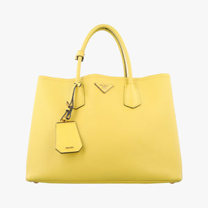 Pre-owned Prada Double Cuir Yellow SAFFIANO　Leather BN2756 handbag | stylenewstar