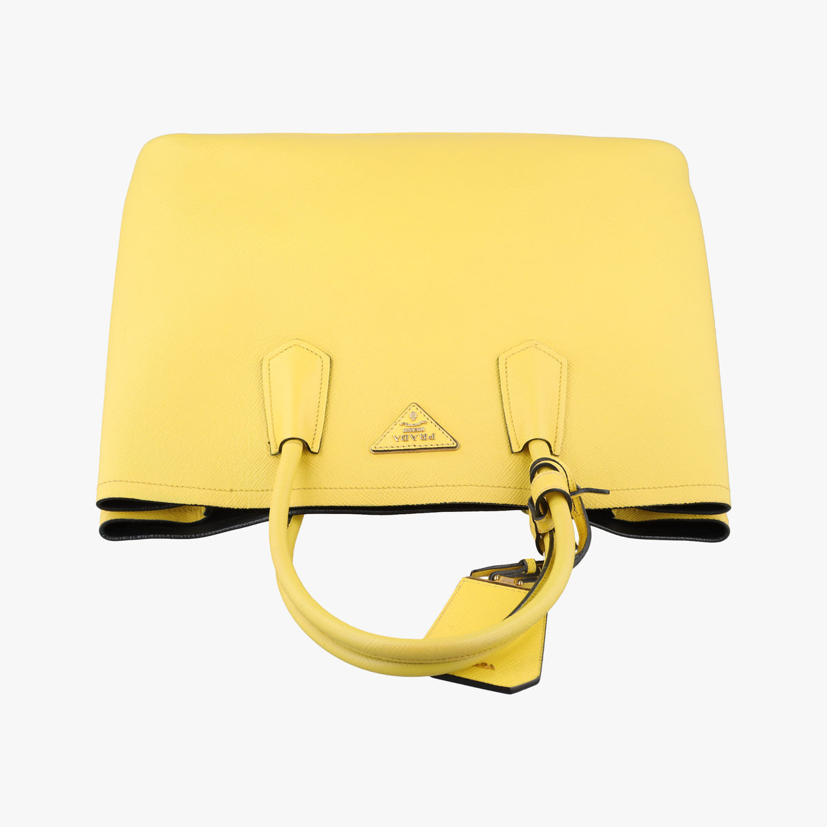 Pre-owned Prada Double Cuir Yellow SAFFIANO　Leather BN2756 handbag | stylenewstar