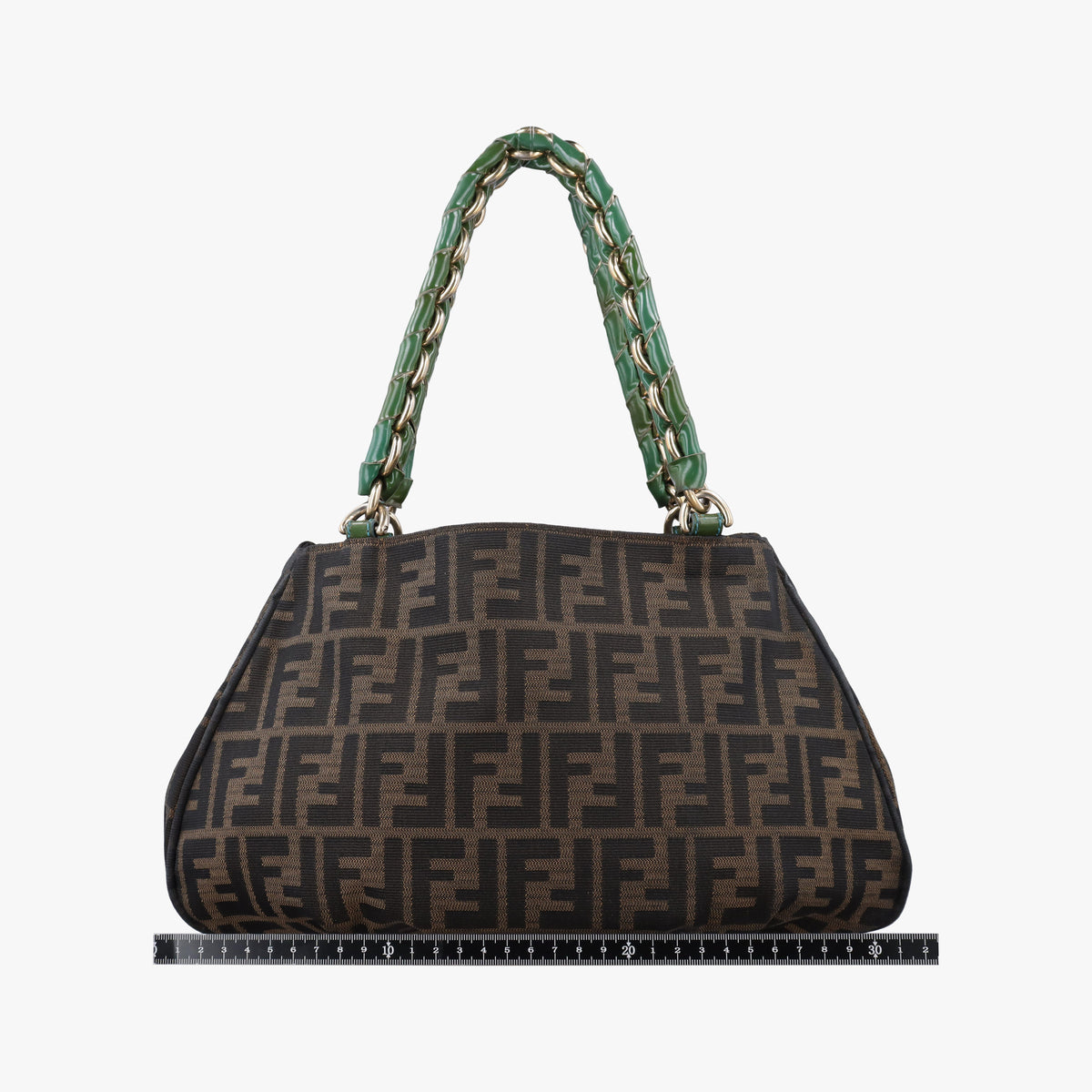 Pre-owned Fendi Mia Brown×Green canvas 8BR615 handbag | stylenewstar