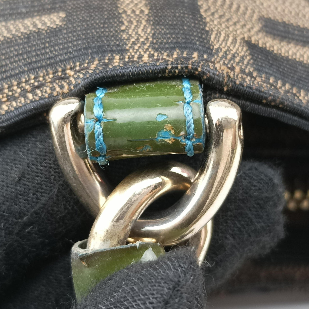 Pre-owned Fendi Mia Brown×Green canvas 8BR615 handbag | stylenewstar