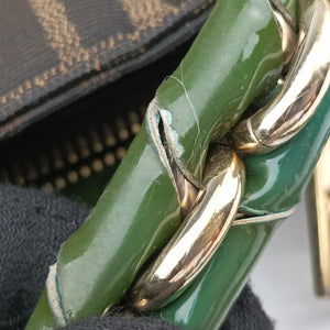 Pre-owned Fendi Mia Brown×Green canvas 8BR615 handbag | stylenewstar