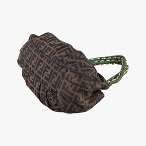 Pre-owned Fendi Mia Brown×Green canvas 8BR615 handbag | stylenewstar