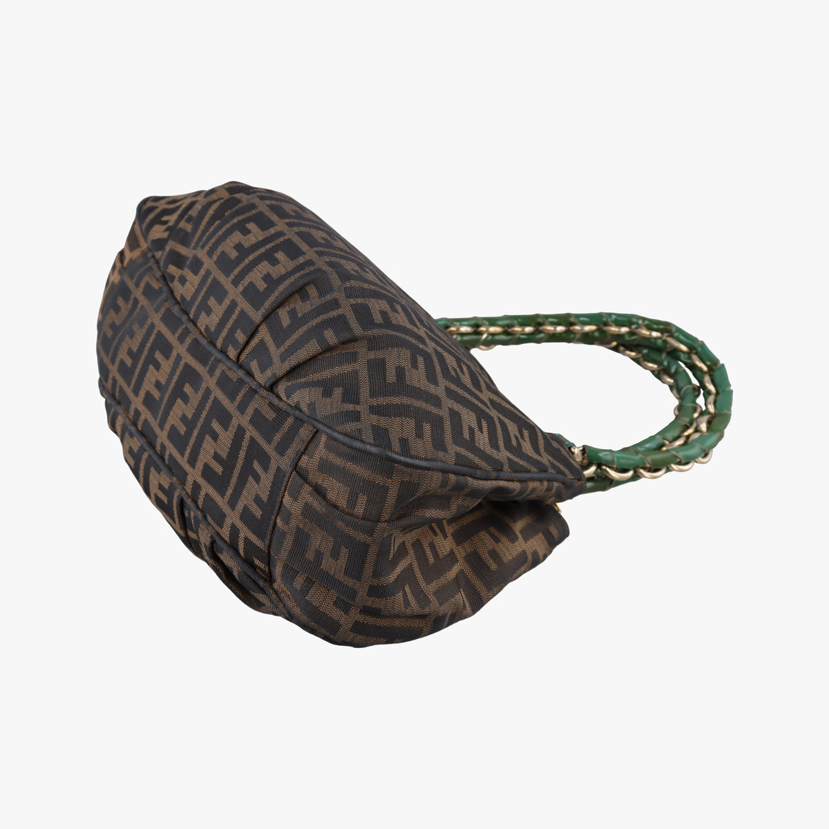 Pre-owned Fendi Mia Brown×Green canvas 8BR615 handbag | stylenewstar